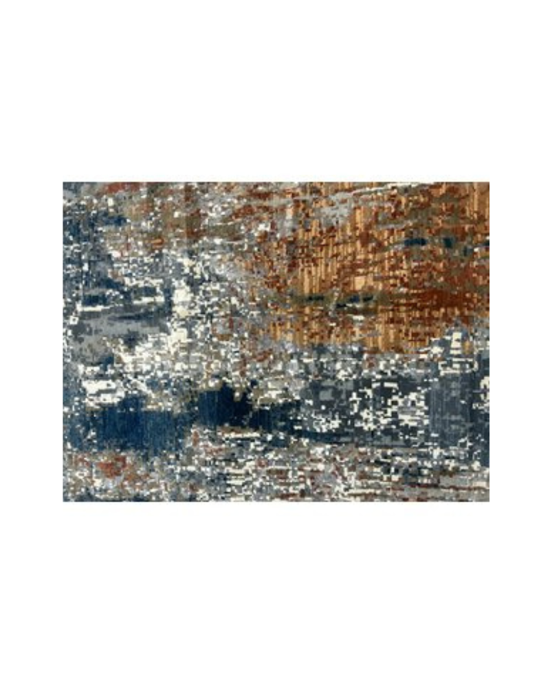 Blue & Gold Modern Abstract Area Rug